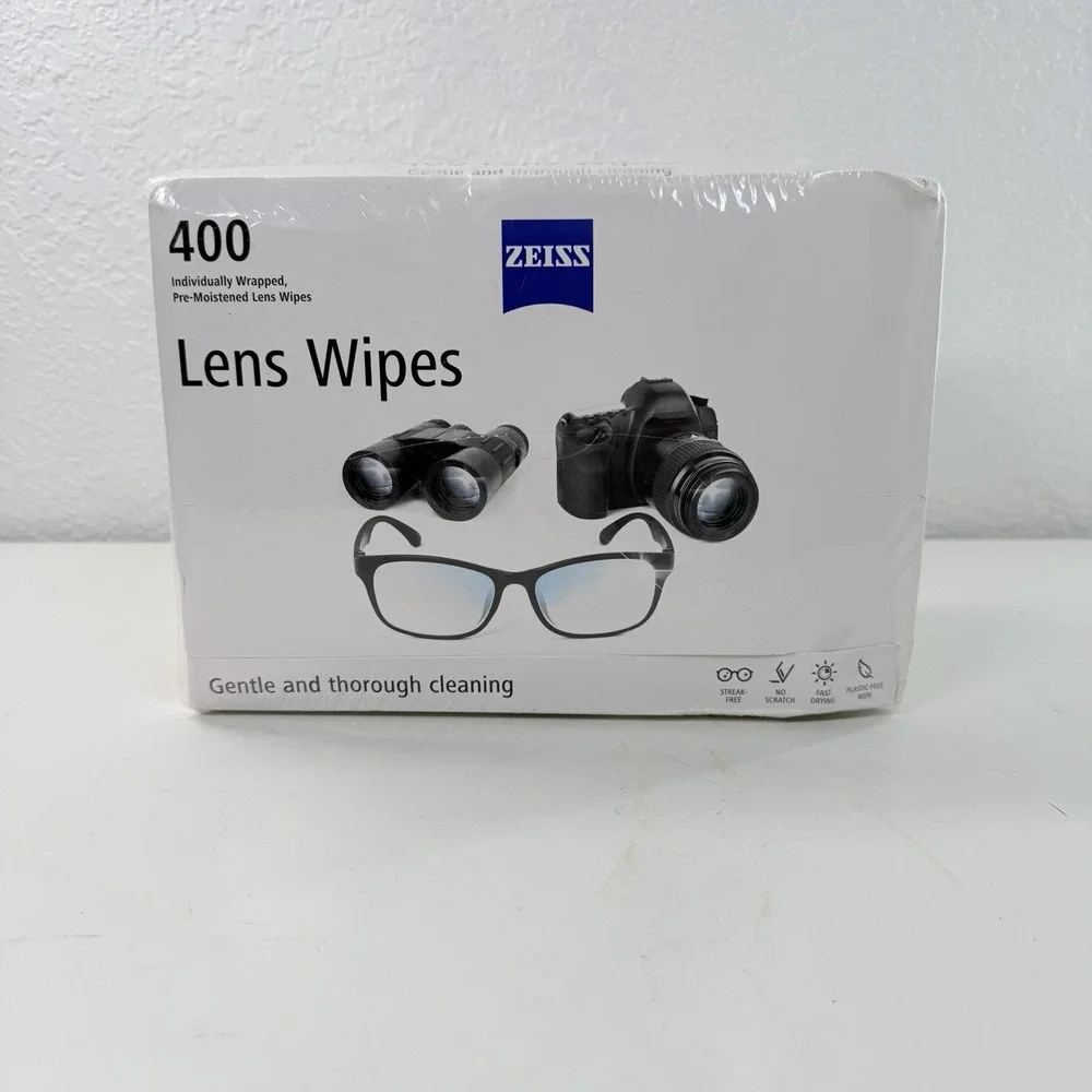 ZEISS Lens Cleaning Wipes Pre-Moistened Alcohol Glasses Cleaner 400Ct Damage Box